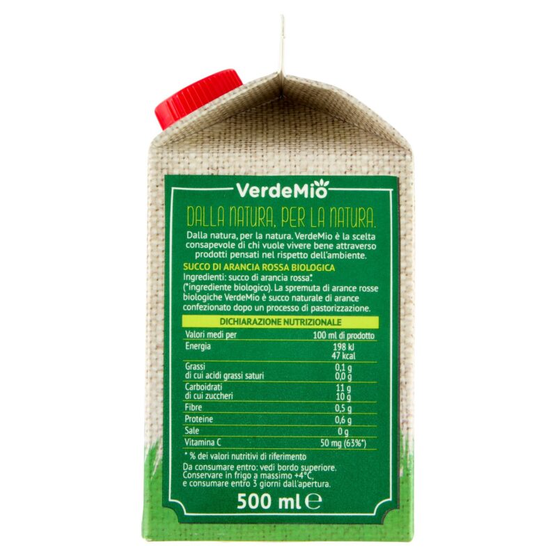 VerdeMio Spremuta Arance Rosse Biologico 500 ml