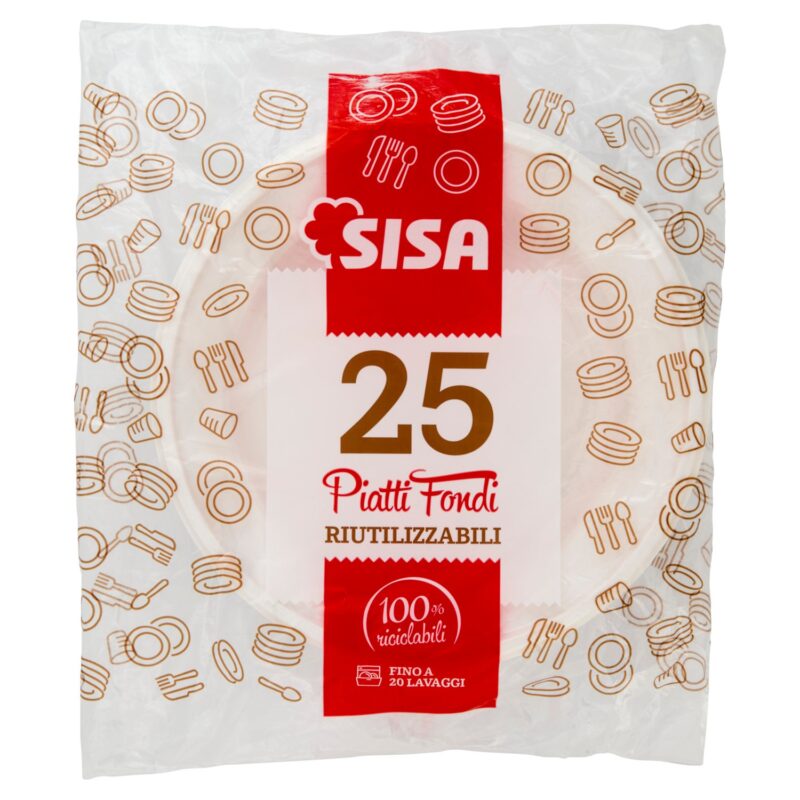 Sisa Piatti Fondi Riutilizzabili 25 pz
