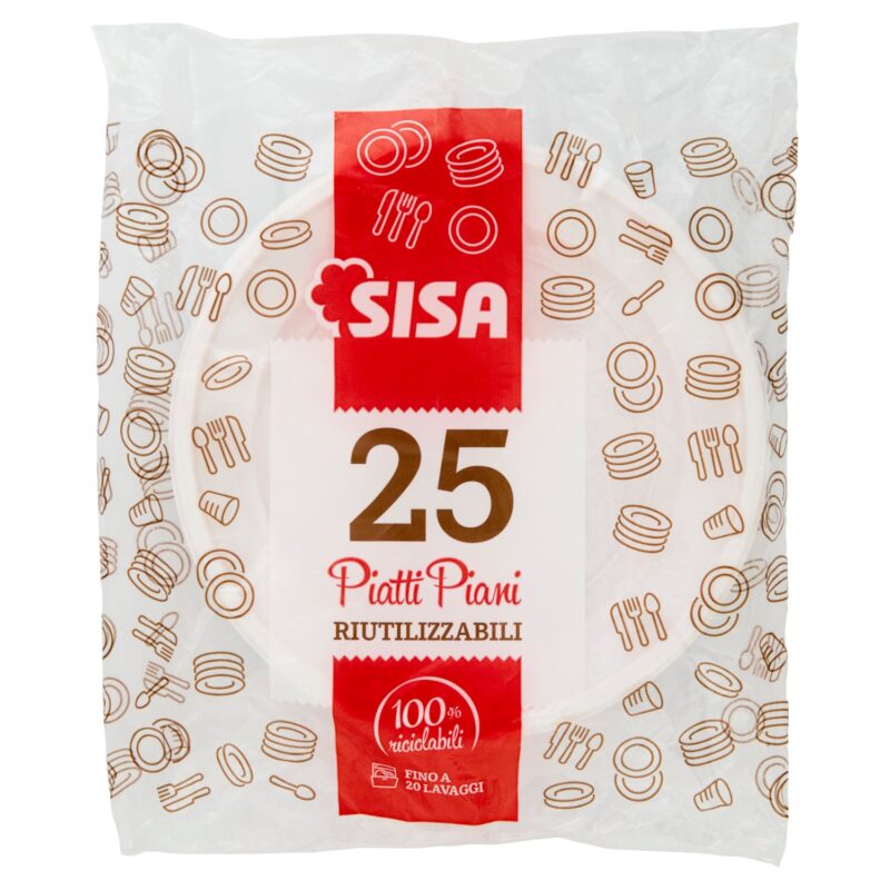 Sisa Piatti Piani Riutilizzabili 25 pz