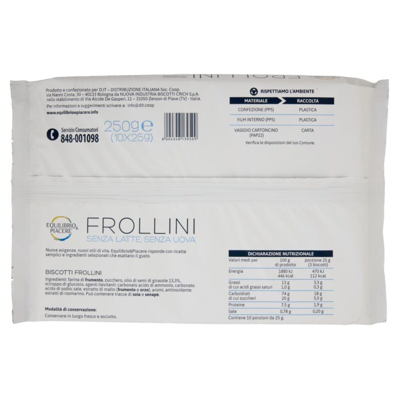 Equilibrio & Piacere Frollini Senza Latte, Senza Uova 250 g