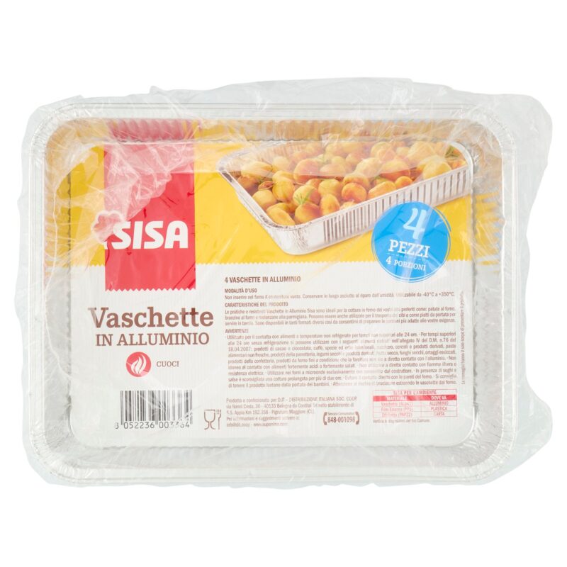 Sisa Vaschette in Alluminio 4 Porzioni 4 pz