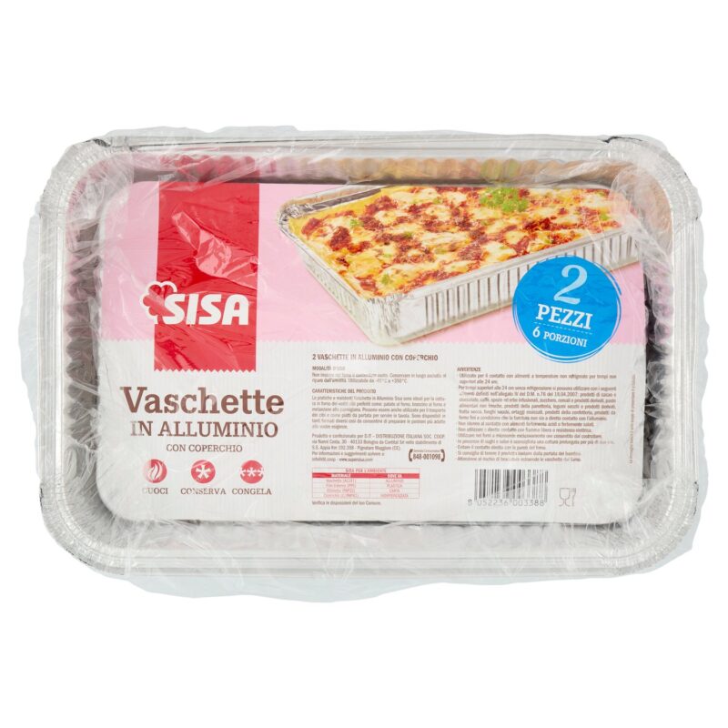 Sisa Vaschette in Alluminio con Coperchio 6 Porzioni 2 pz