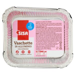 Sisa Vaschette in Alluminio con Coperchio 1 Porzione 5 pz