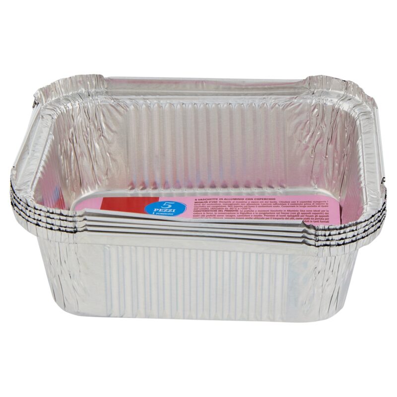 Sisa Vaschette in Alluminio con Coperchio 1 Porzione 5 pz