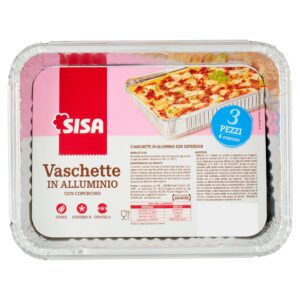 Sisa Vaschette in Alluminio con Coperchio 4 Porzioni 3 pz