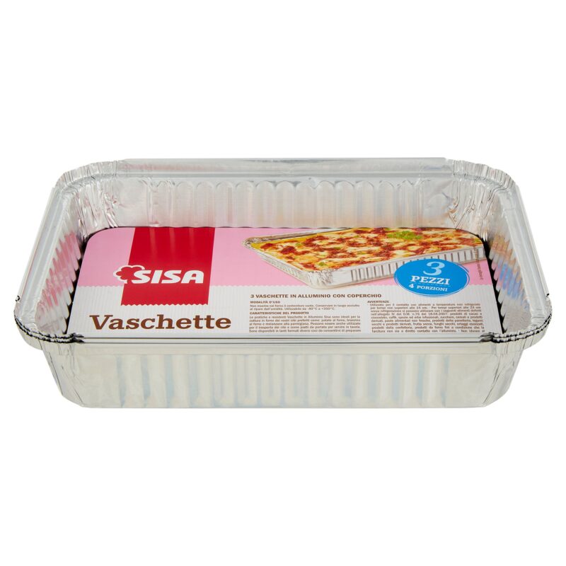 Sisa Vaschette in Alluminio con Coperchio 4 Porzioni 3 pz