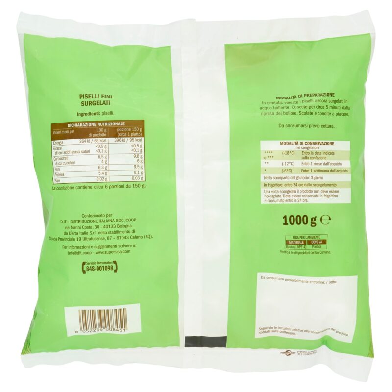 Sisa Piselli Fini Surgelati 1000 g