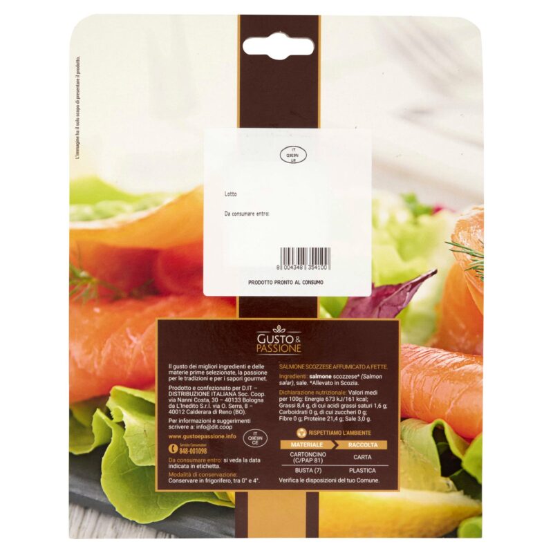 Gusto & Passione Salmone Scozzese Affumicato a Fette 70 g