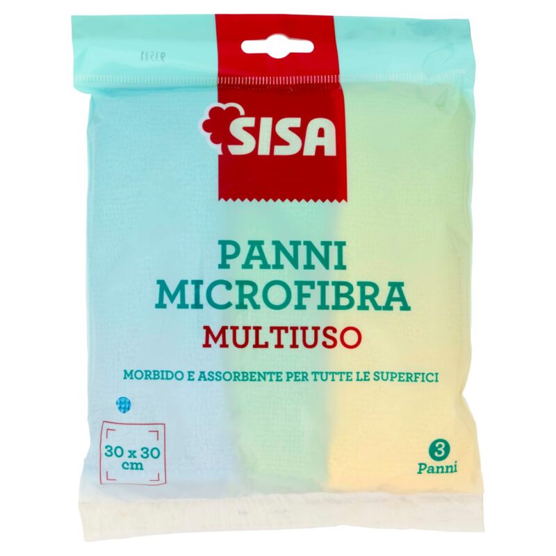 Sisa Panni Microfibra Multiuso 30 x 30 cm 3 pz