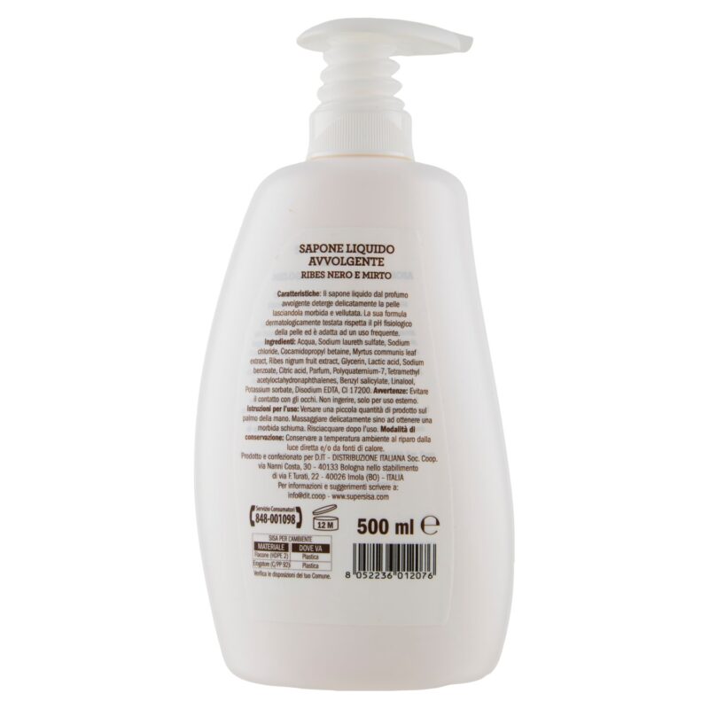 Sisa Sapone Liquido avvolgente ribes nero e mirto 500 ml