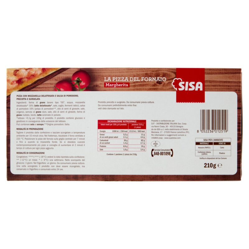 Sisa la Pizza del Fornaio Margherita Surgelata 210 g
