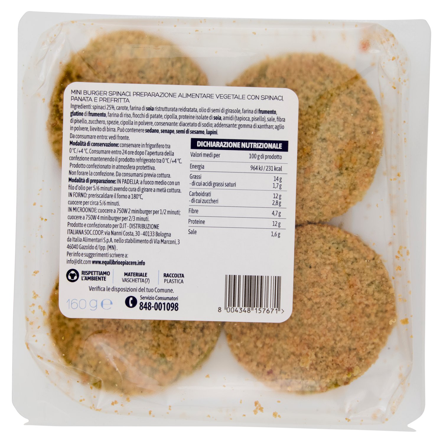 Equilibrio & Piacere Mini Burger Spinaci 160 g