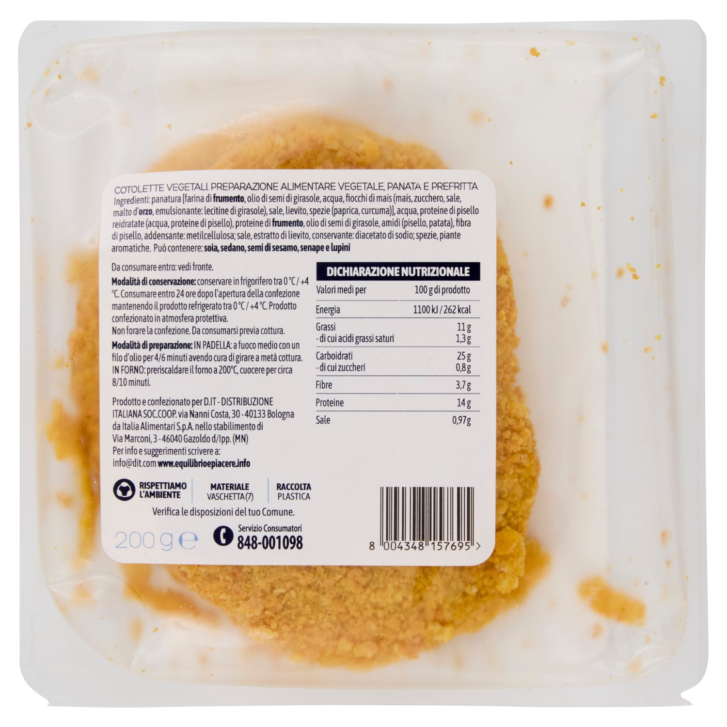 Equilibrio & Piacere Cotolette Vegetali 200 g