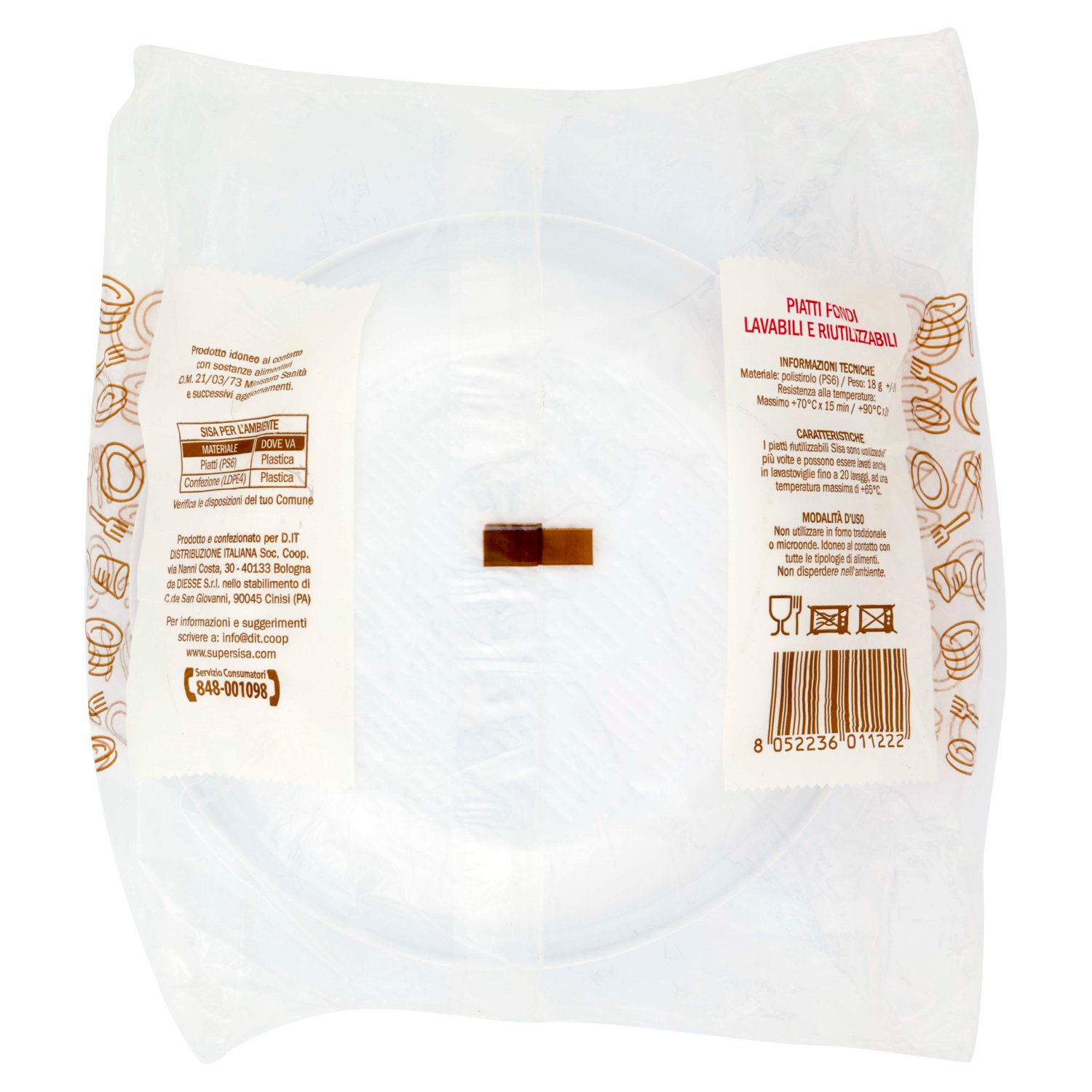 Sisa Piatti fondi riutilizzabili 25 pz