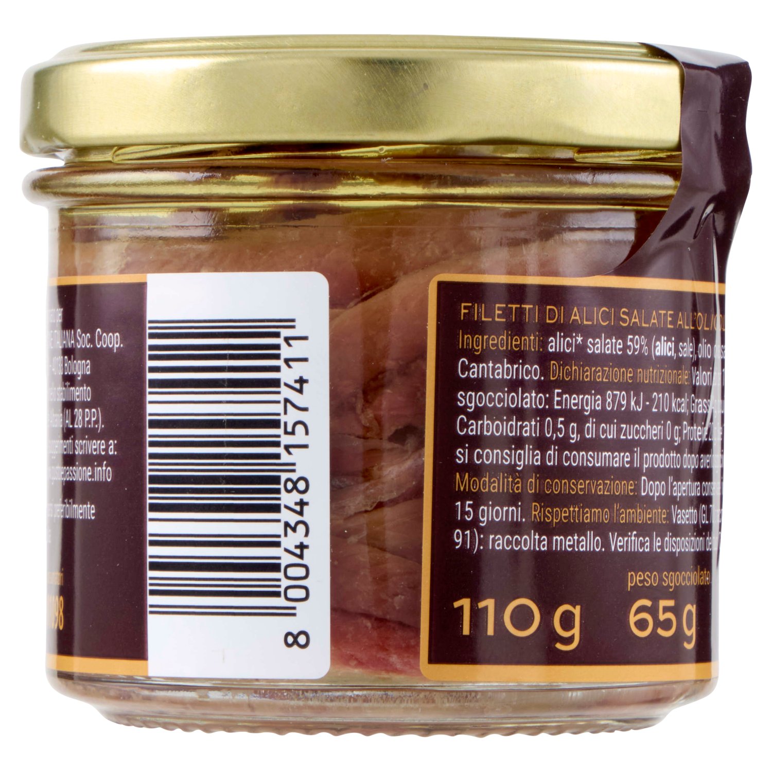 Gusto & Passione Filetti di Alici Salate del Mar Cantabrico Distesi 110 g