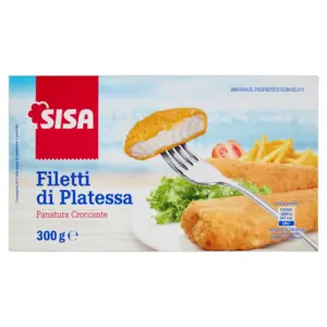 Sisa Filetti di Platessa Impanati, Prefritti e Surgelati 300 g