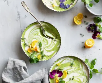 Panna cotta marmorizzata in verde