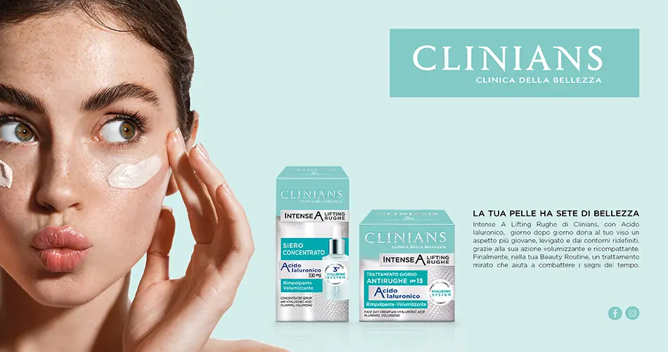 Prodotti viso Clinians con link a homepage Sisa