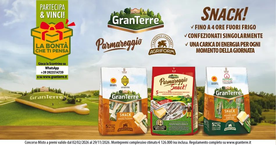 Prodotti Snack Caseifici GranTerre con link a pagina Snack Caseifici GranTerre