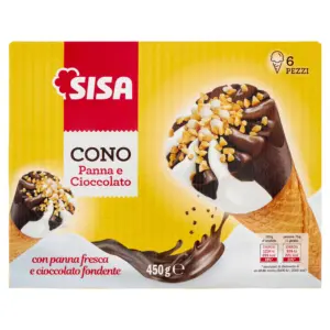 Sisa Cono Panna e Cioccolato 6 Pezzi 450 g