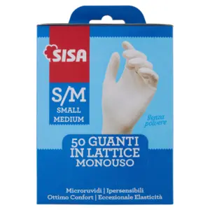 Sisa Guanti in Lattice Monouso S/M  50 pz