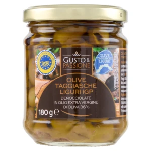 Gusto & Passione Olive Taggiasche Liguri IGP Denocciolate in Olio Extra Vergine di Oliva 180 g